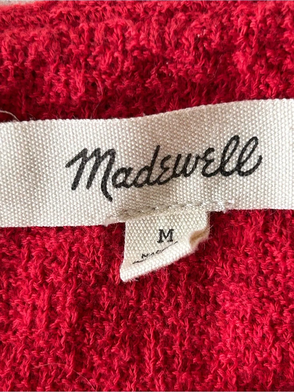Madewell Red Puff Short Sleeve Shirt Medium